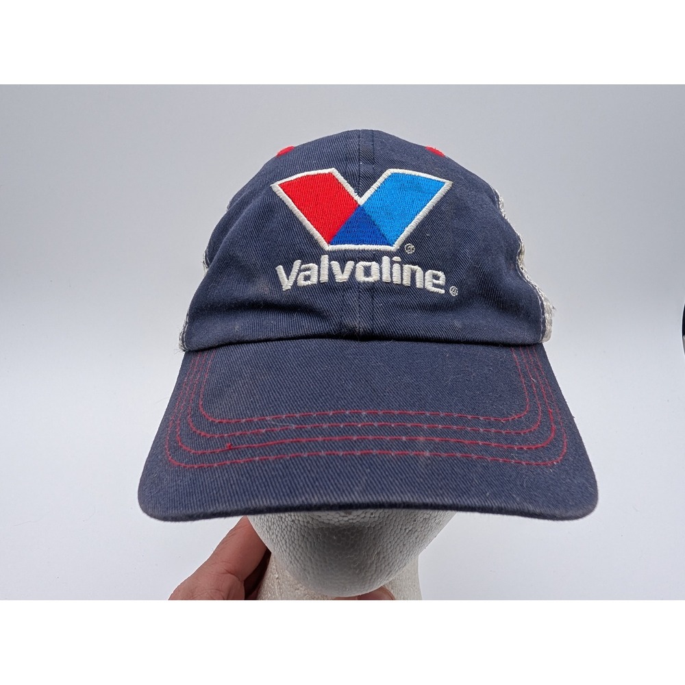 Valvoline Trucker Hat Navy Blue White Mesh Snapback Adjustable Racing Cap
